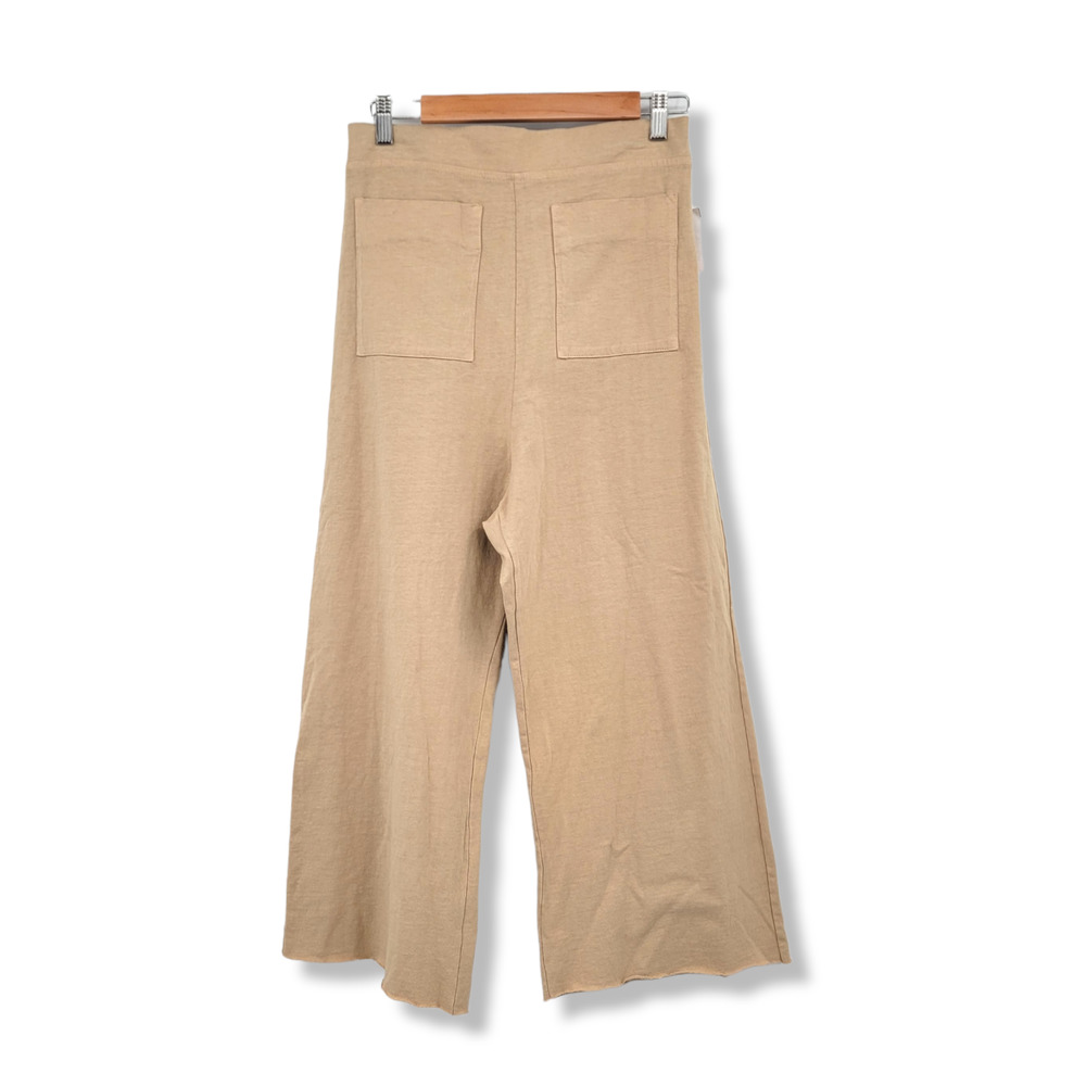 Errant Women's Wide Leg Front Pockets High Waist Pull On Pants Beige Size Small